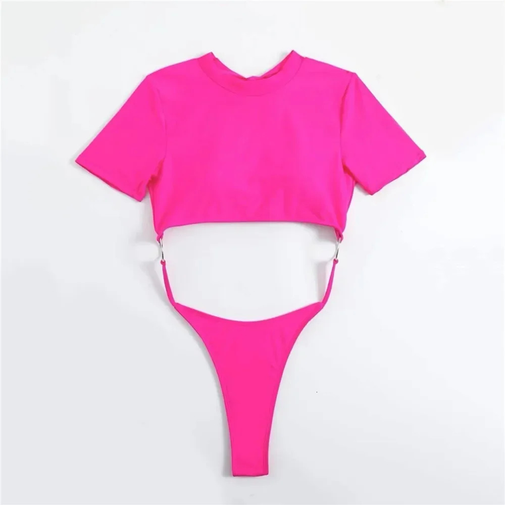 Sexy Micro Thong Swimwear Women One Piece Swimsuits 2025 Cut Out Monokini Backless Bathing Suit Blue Bikini Bathers Beach Wear 250113