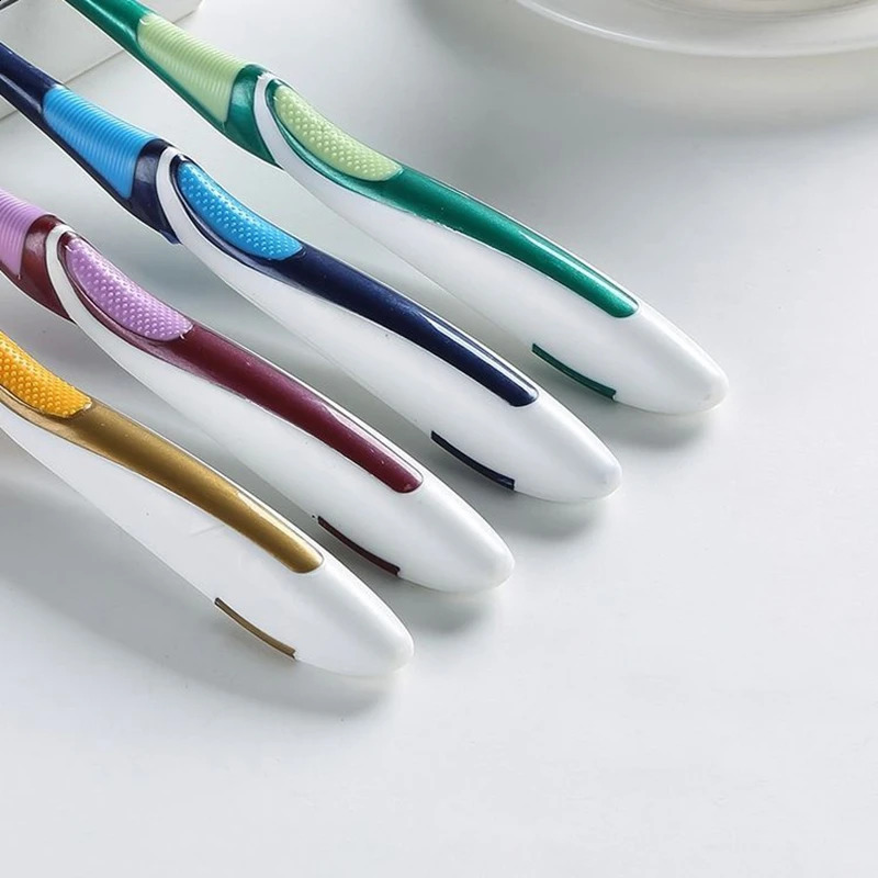 4 PCS adult soft bristled toothbrushes silicone anti slip handle individually packaged 250115