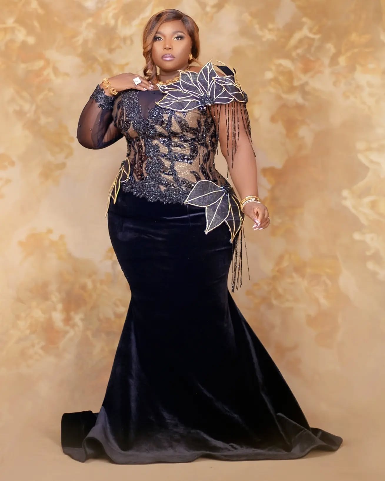 Aso Ebi Black Mermaid Prom Dresses 2025 Veet Lace rals Beaded Evening Formal Party Second Birthday Engagement Gowns Plus Size Dress For Special Ocns
