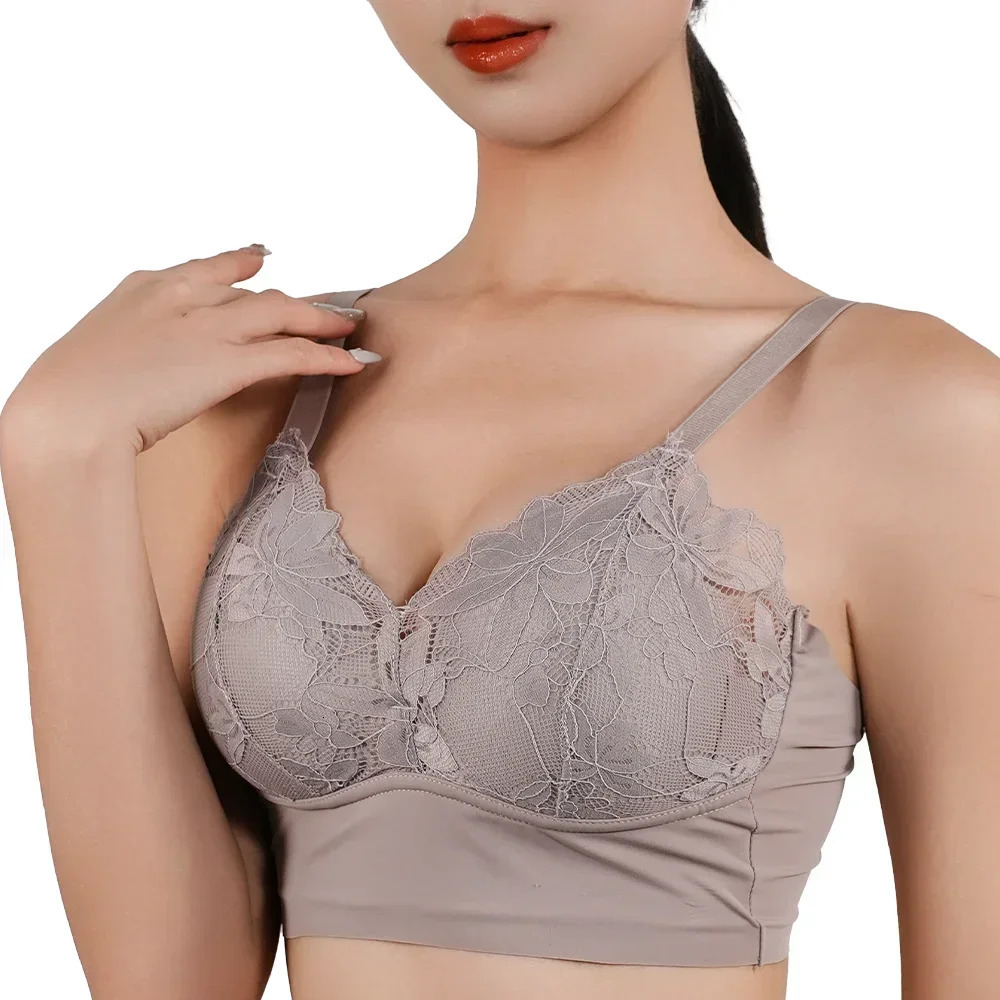 Sexy lace bra with seamless Bralette thin Plus size double strap womens wireless 250122