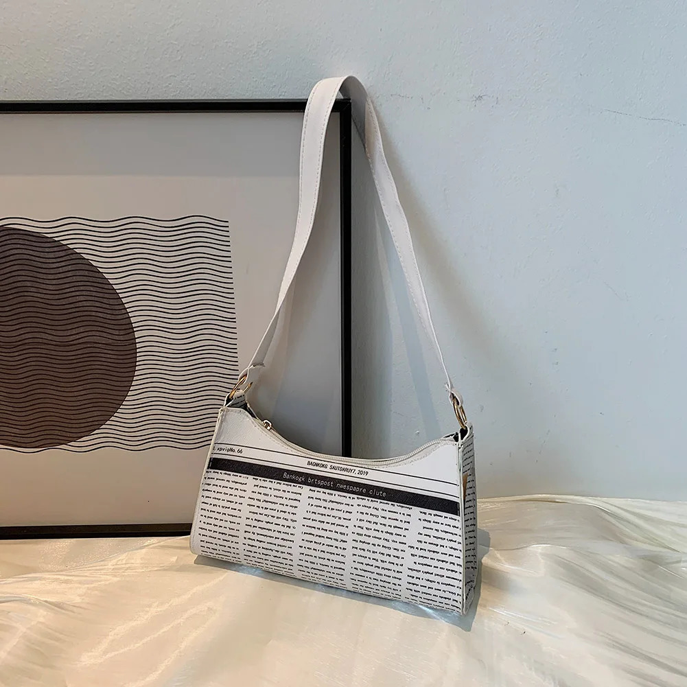 Leisure spaper Printing Underarm Shopping Bags Small PU Leather Single Strap Shoulder Bags PU Leather Armpit Bags 250122