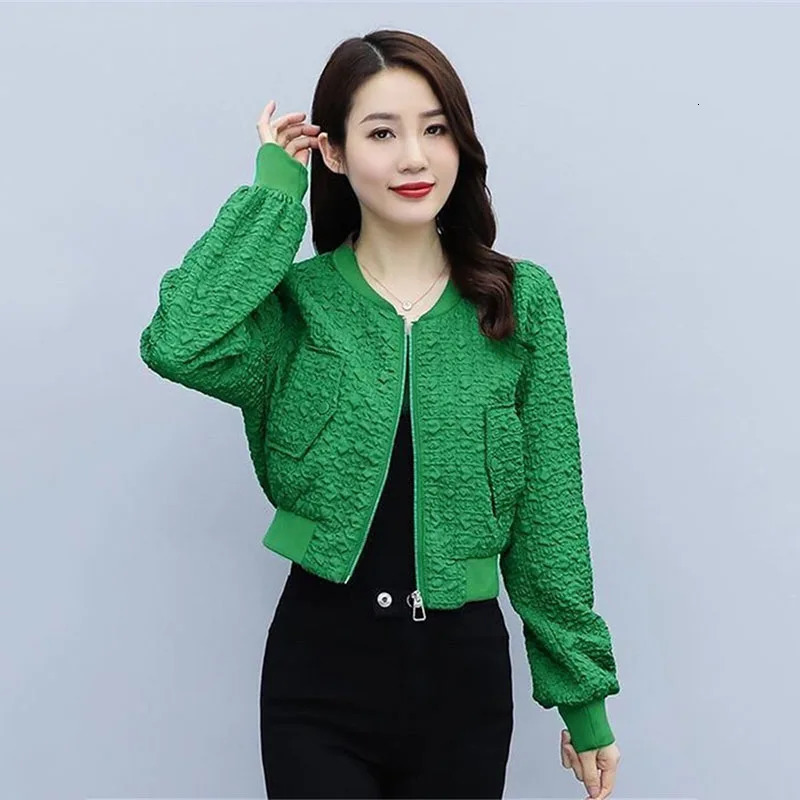 Fashion Short Spring Autumn Coat Jacket Female Women Green Black Coffee Casual Zipper Coat Top Baseball Sportswear 250109