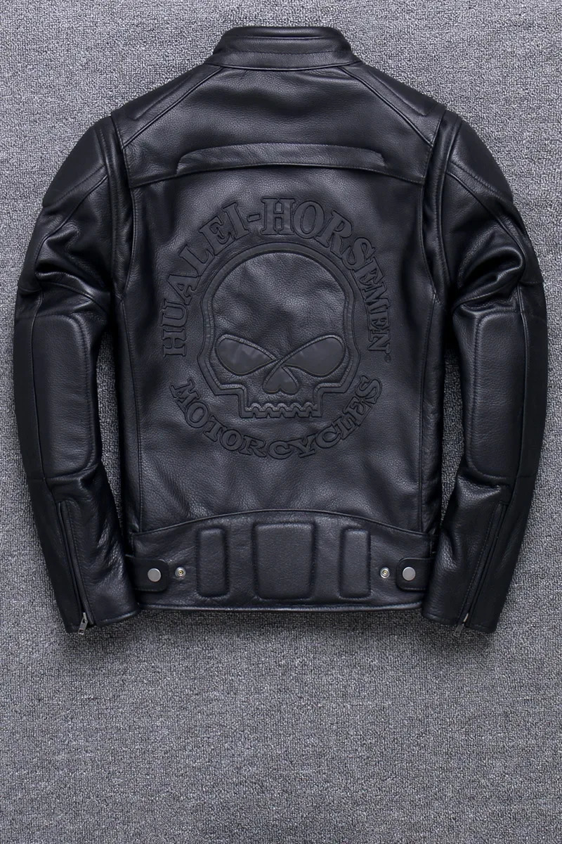 2025 100% Leather Jacket Mens Top Cowhide Coat Mens Motorcycle Jacket Slim-Fit Stand-Up Jacket Trend 250120