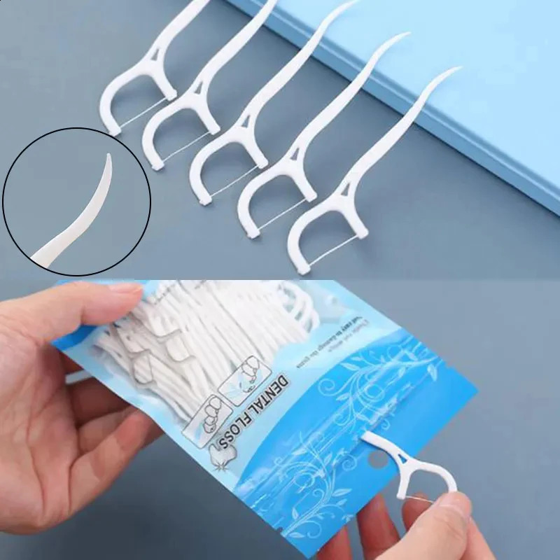 50100pcs Toothpick Floss Interdental Tooth Cleaner Disposable Dental Toothpicks For Adult Cleaning With Thread 250108
