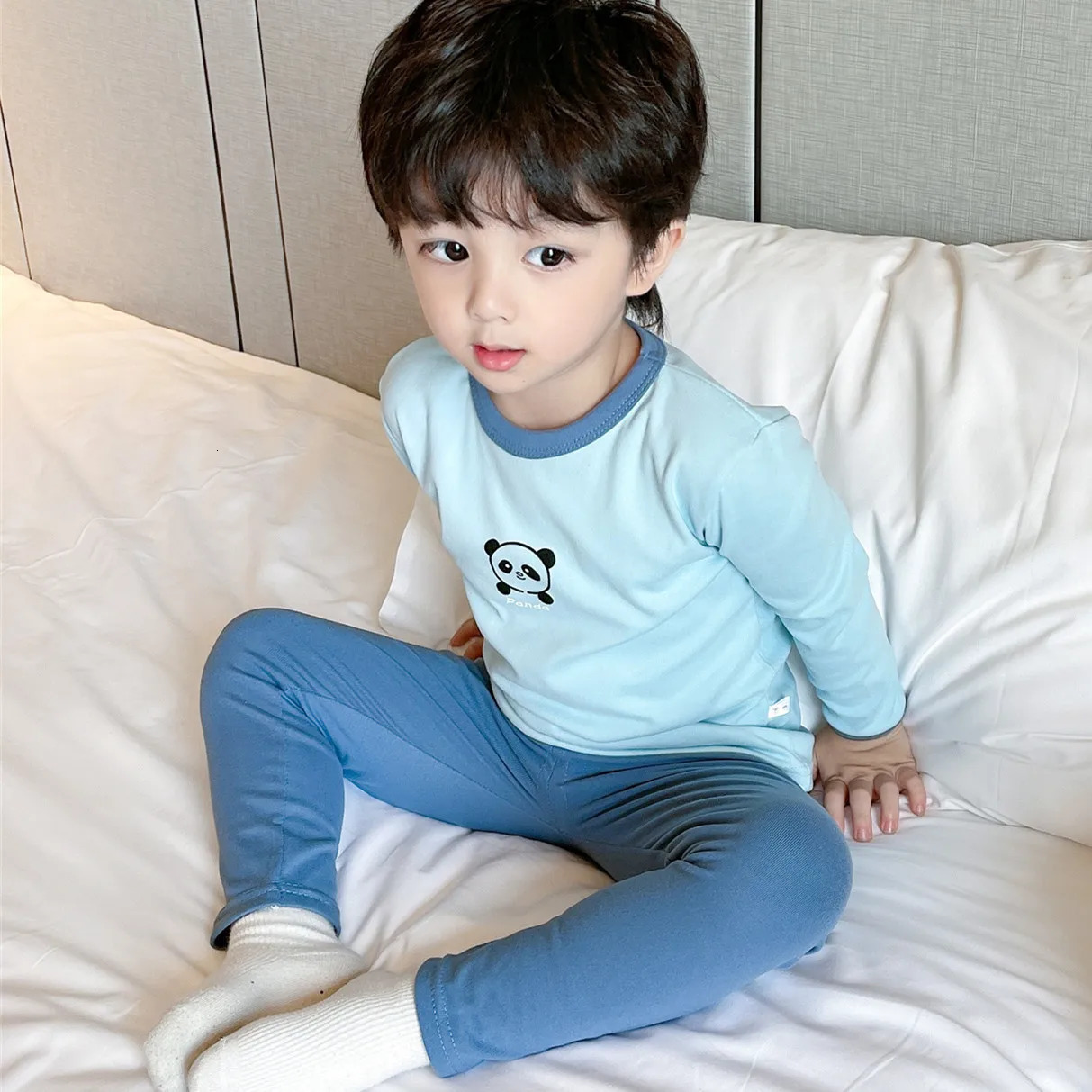 Childrens 2-Piece Homewear Baby Long-Sleeved Trousers Set Boys Spring And Autumn Homewear Boys Toddler Underwear Pajamas 250121