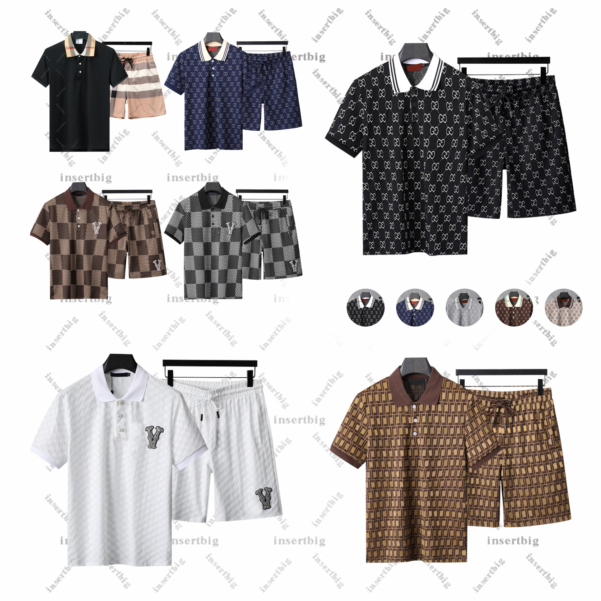 New Summer Mens Designer Polo Shirt Shorts Cotton 100% High Quality Mens T Shirt Shorts Set