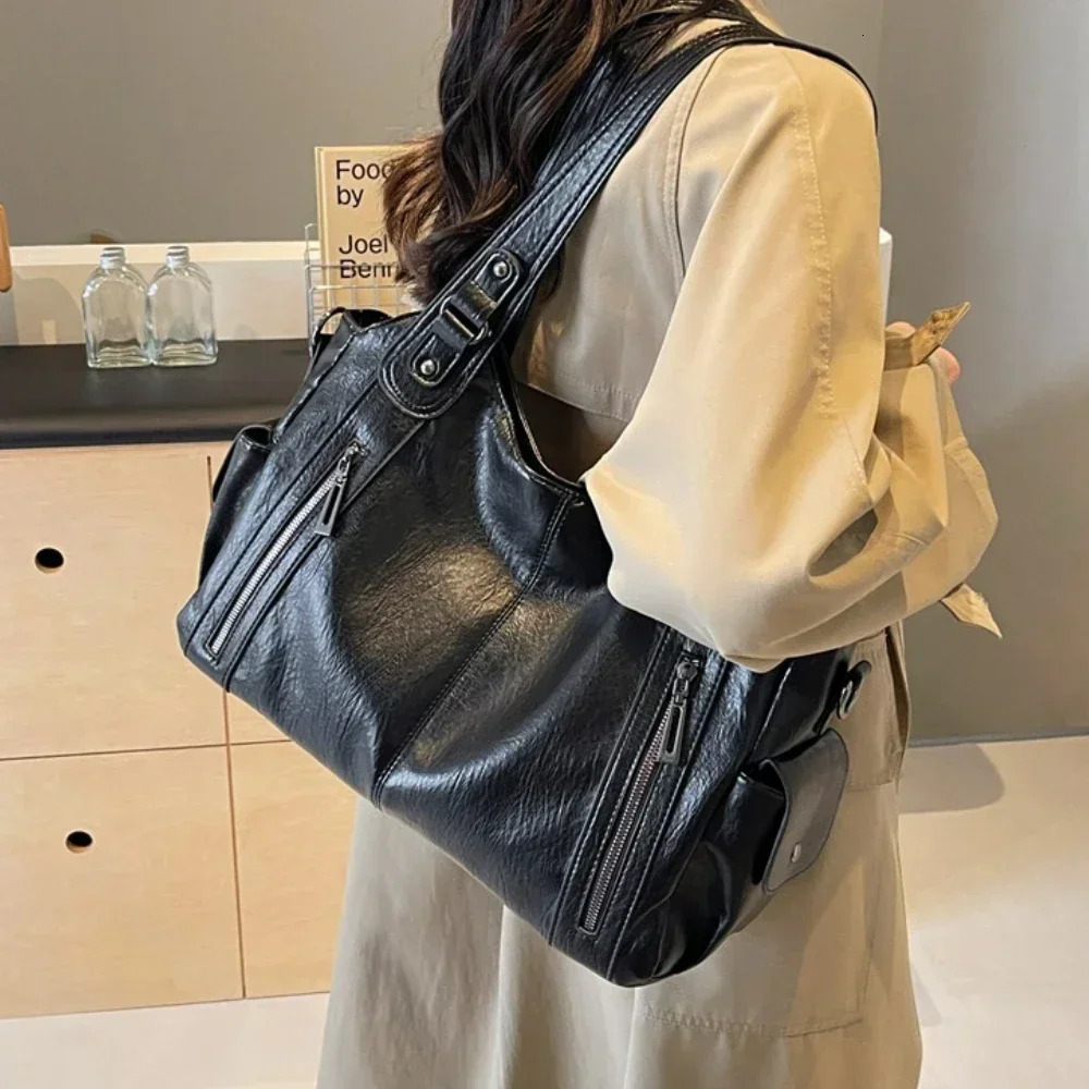 Soft Interior Compartment Shoulder Bags High Quality Contrasting Colors Bags for Women Fashion Zipper Pu Womens Handbags 250122