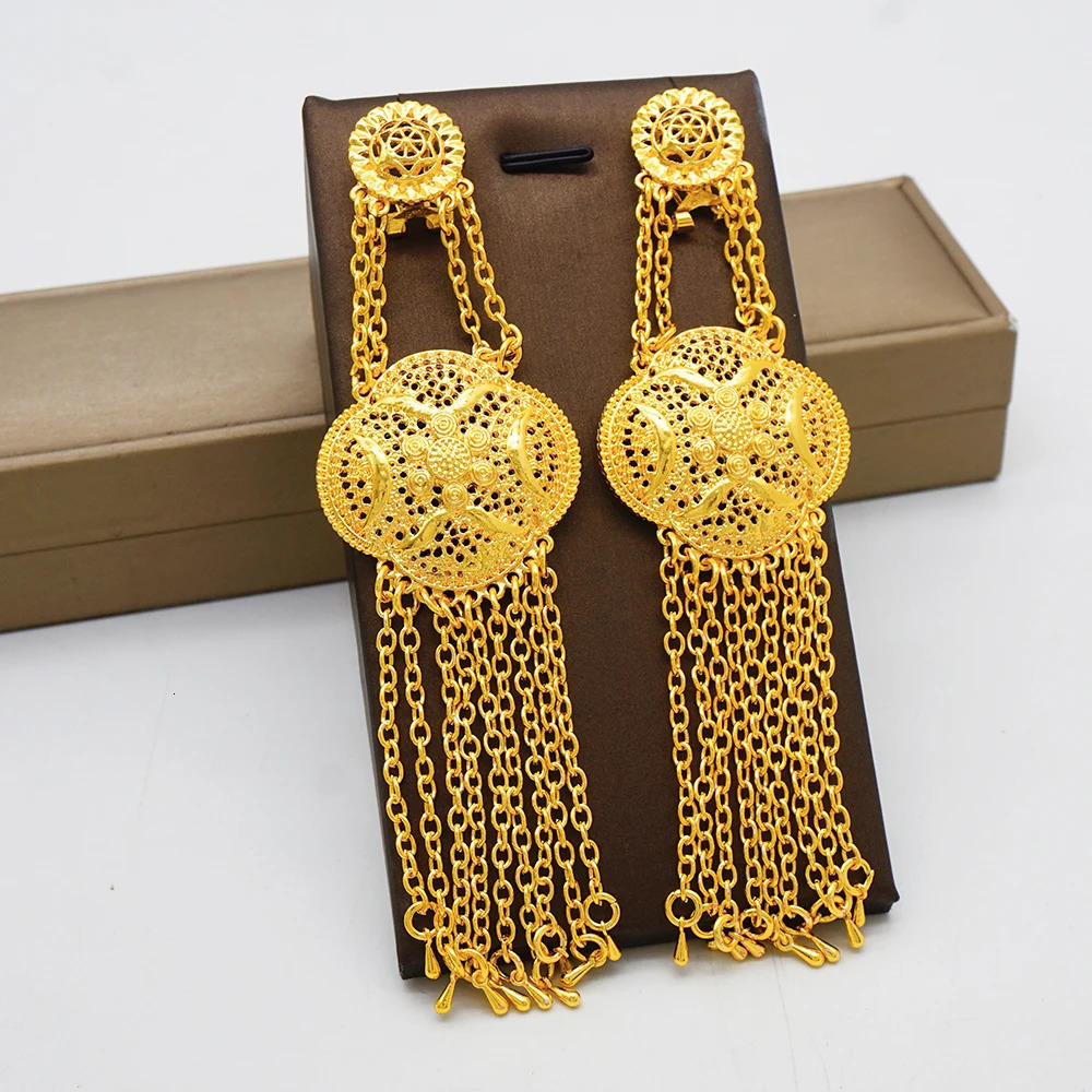 Fashion Dubai Long Tassels Earrings African Dubai Gold Color Drop Earrings For Women Pendant Stud Earrings Wedding Jewellery 250120
