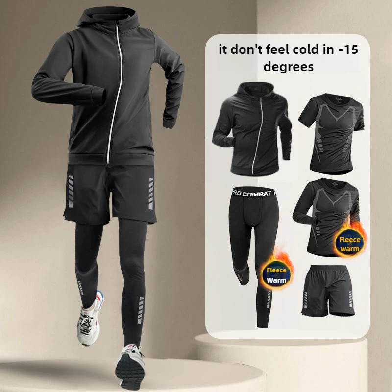 Sweatsuit Set Men Sportswear Running Suit Mens Sports Set Fitness Clothes Training Clothing Jogging Gym Wear Velvet Tracksuit 250120