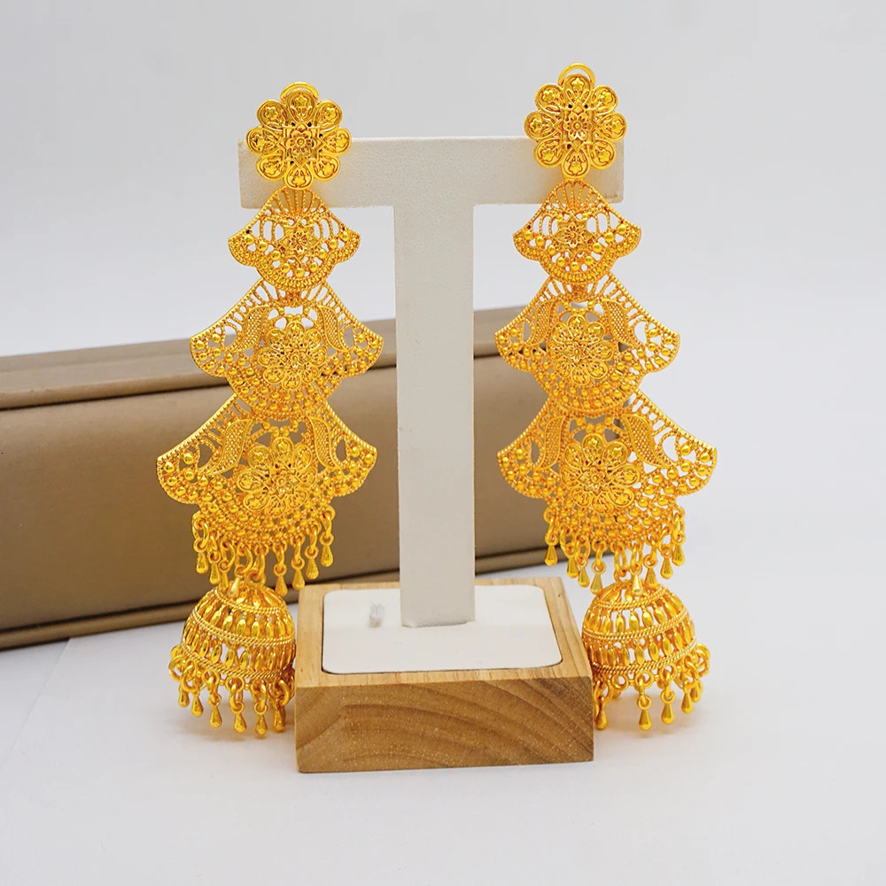 Fashion Dubai Long Tassels Earrings African Dubai Gold Color Drop Earrings For Women Pendant Stud Earrings Wedding Jewellery 250120