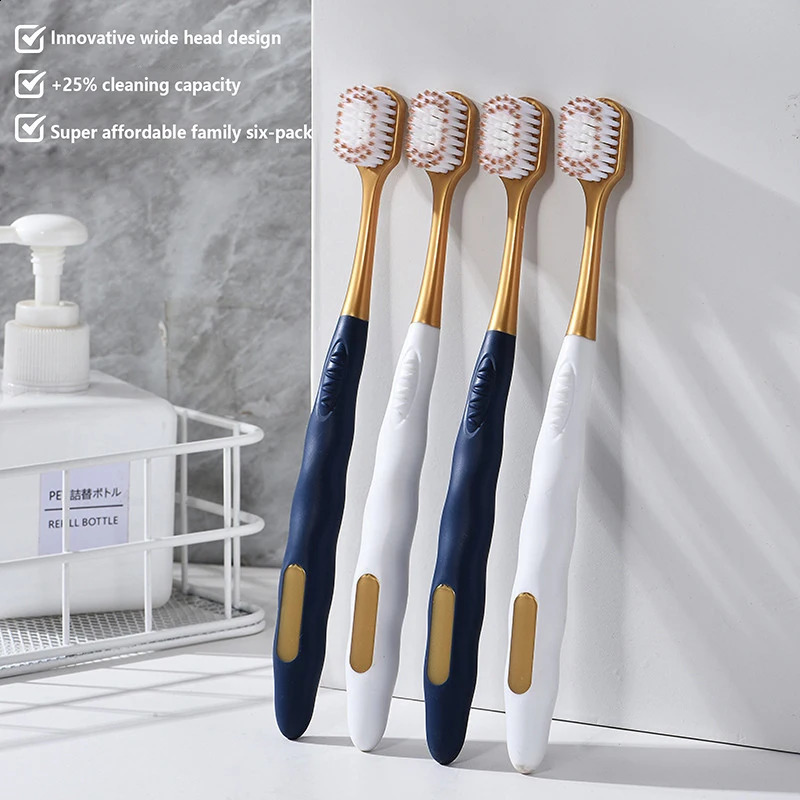 6Pcs Wide Head Soft Long Adult Big Toothbrush Comfortable Teeth Super Oral Cleaning Brush 250115