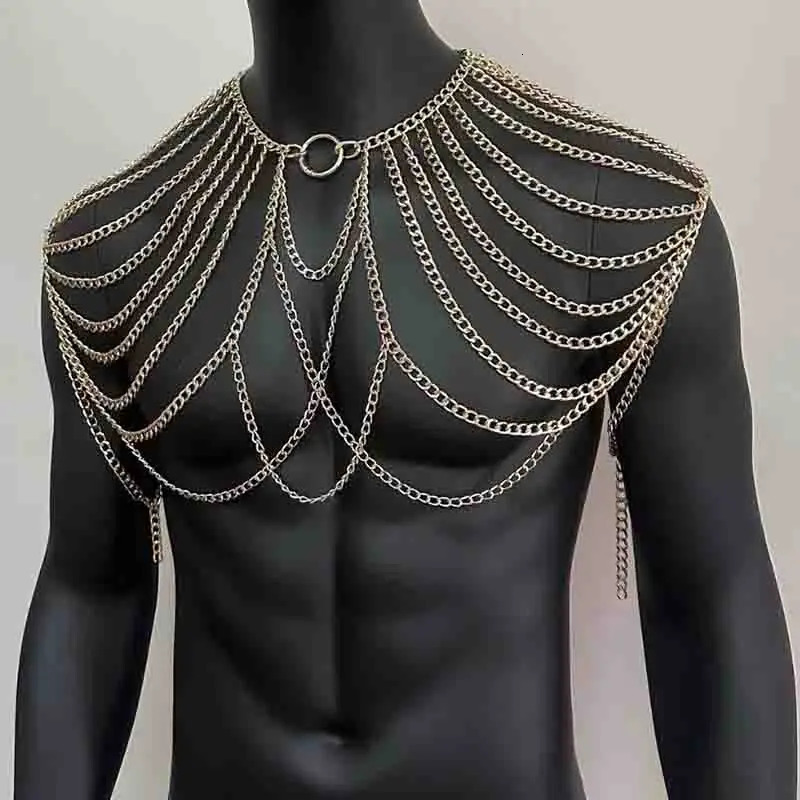 Men Metal Body Chain Shoulder Necklace Jewelry Tassel Nightclubs Accessory Fashion Personality Party Nightclubs Beach Carnival 250121