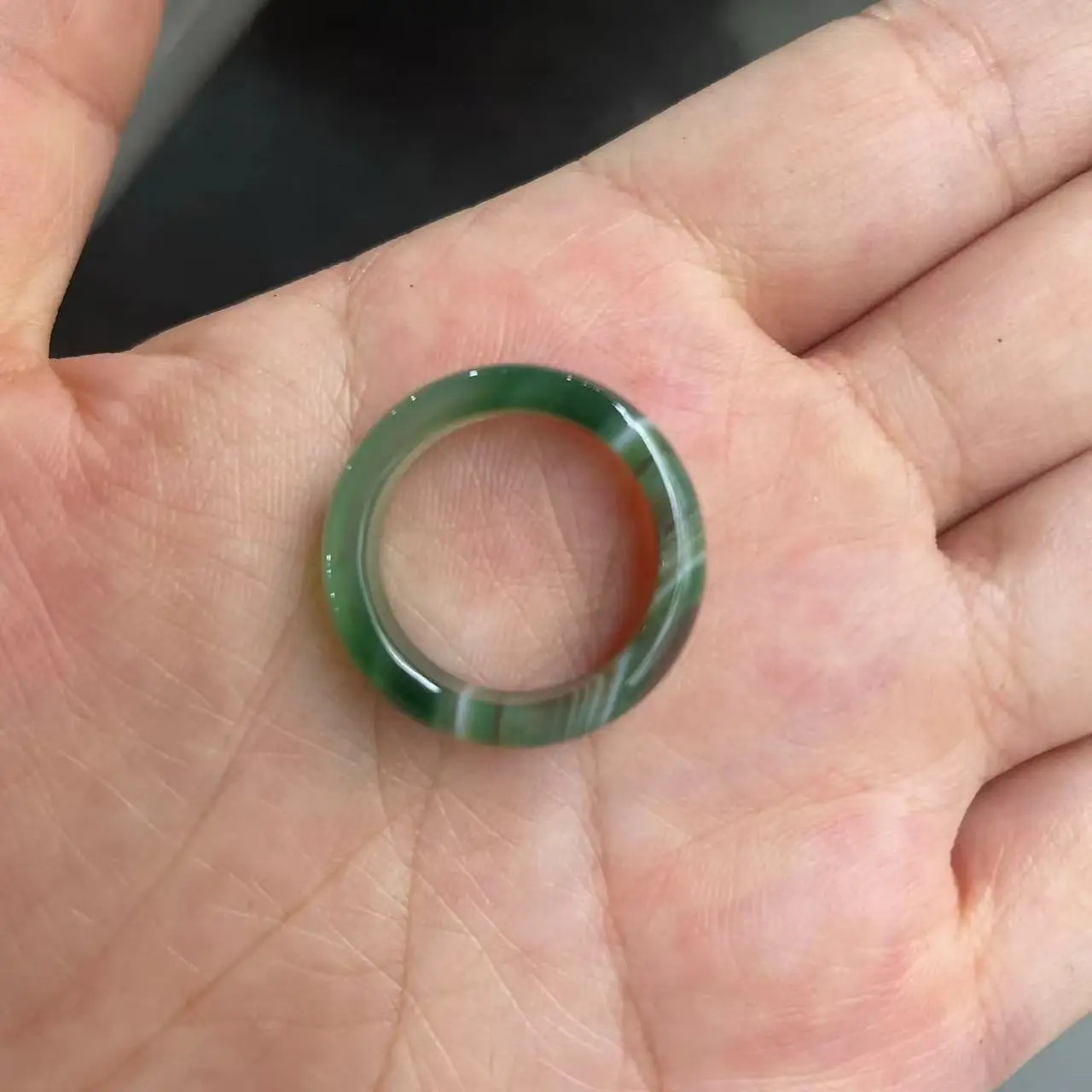 Natural 100% real green jade ring handmade sculpture spanner simple jade ring men party wedding jewelry rings for man gift 250118
