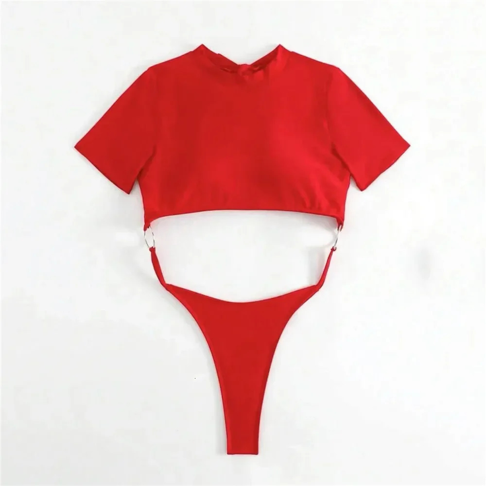 Sexy Micro Thong Swimwear Women One Piece Swimsuits 2025 Cut Out Monokini Backless Bathing Suit Blue Bikini Bathers Beach Wear 250113