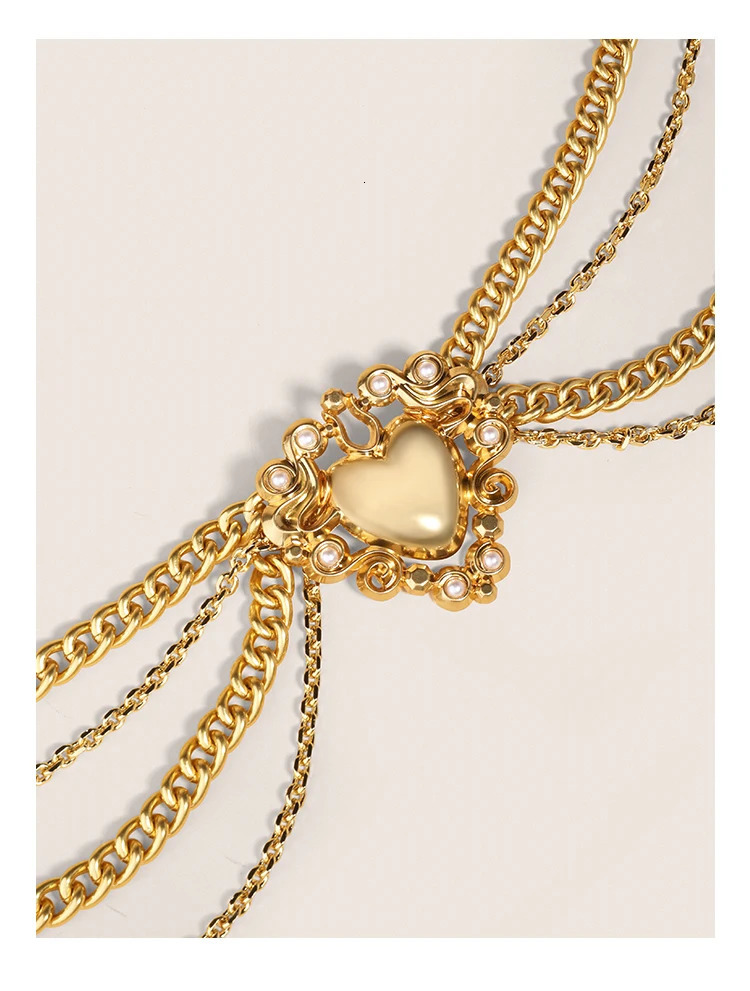 Golden Waist Chains Women Top Metal Heart Shape Dress Accessories Belt 250117