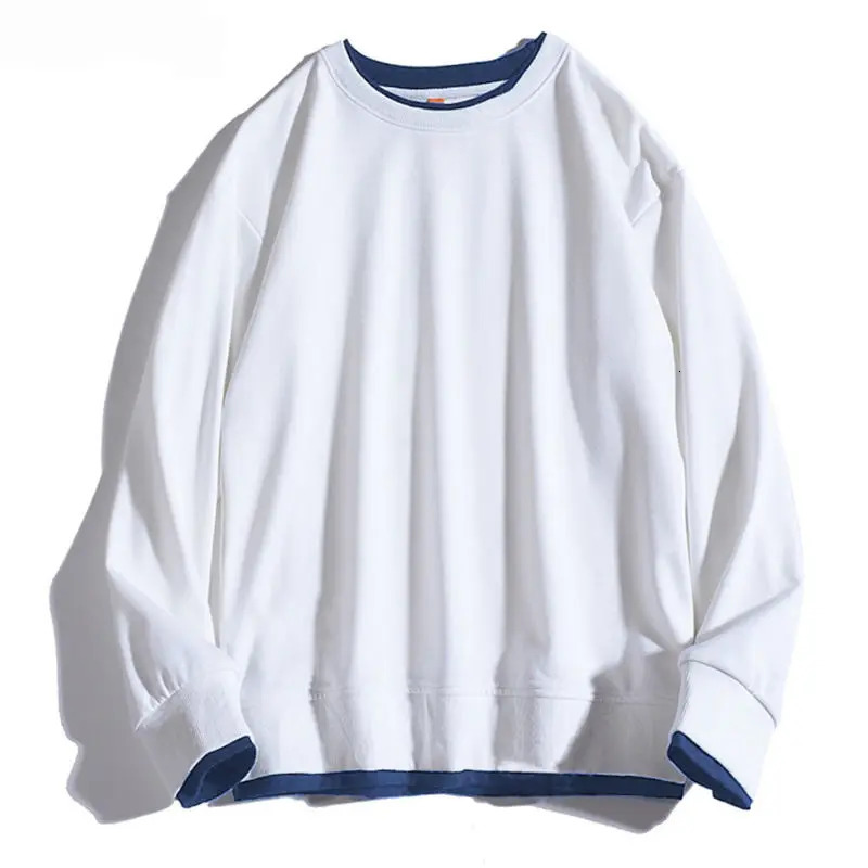 Solid Two Pieces Oneck Hoodies Spring Autumn Long Sleeve Loose Allmatch Casual Pullovers Top Korean Fashion Men Clothing 250122