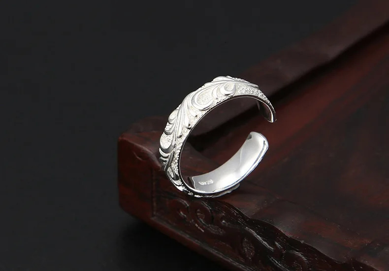 Wholesale S925 pure silver ring plain silver ring small and fresh Korean version womens simple floral vine thin ring ring 250117