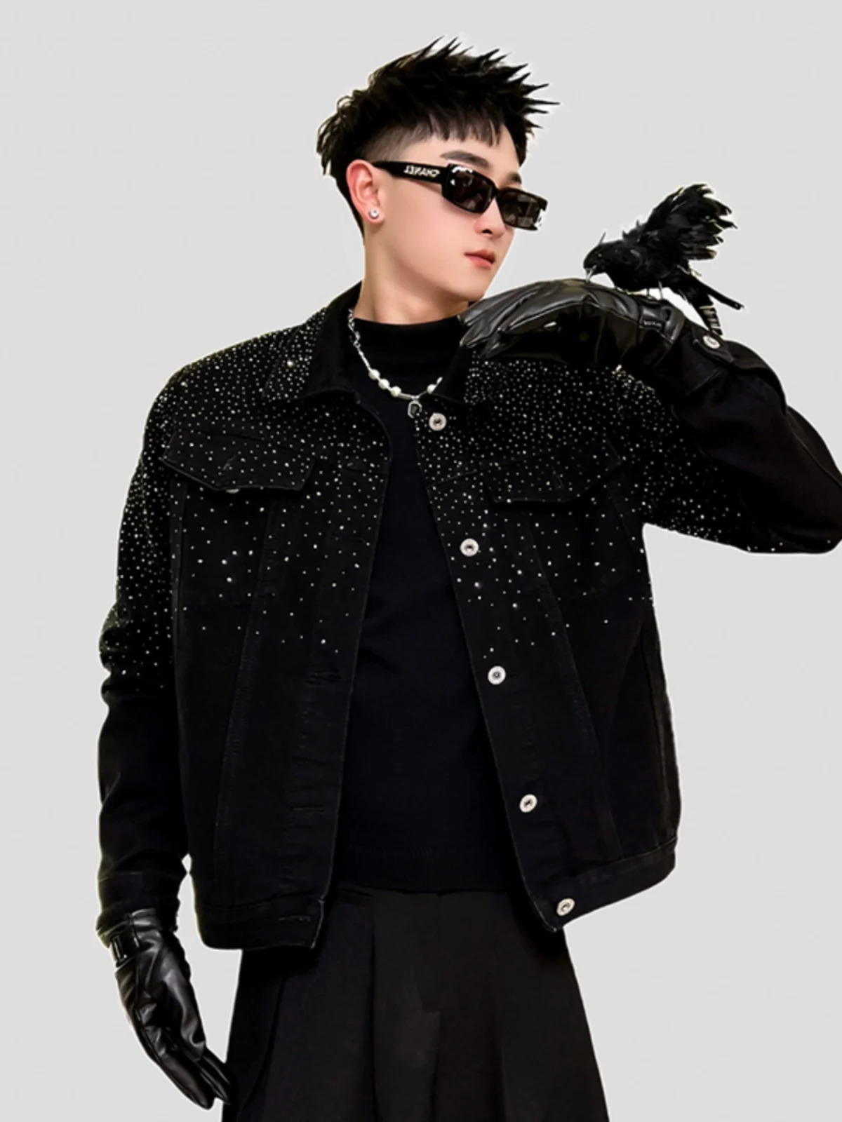 Fashion Denim Jacket High-End Handsome Shiny Rhinestone Light Trendy Mens Jacket Long Sleeve Single-Breasted Jackets 250121