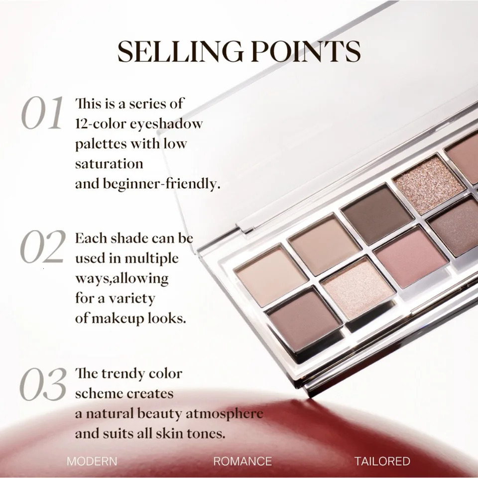 JOOCYEE 12 Shades Eyeshadow Palette Long-lasting Beautiful Eye Makeup Women Beauty Cosmetics 250121