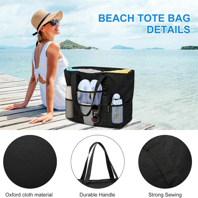 Mesh Beach Bag Waterproof Sandproof Large Tote Pool Bag for Women Vacation Essentials Beach Accessories 250121
