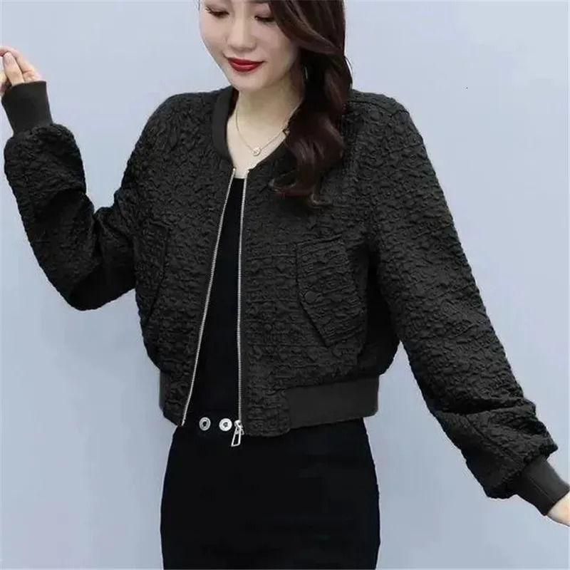 Fashion Short Spring Autumn Coat Jacket Female Women Green Black Coffee Casual Zipper Coat Top Baseball Sportswear 250109