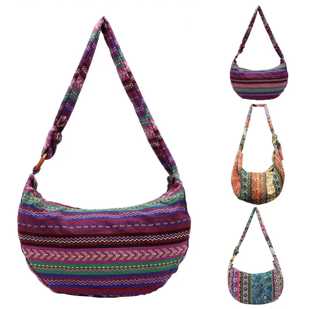 Women Bags Floral Print Dumpling Bag Adjustable Strap Canvas Tote Women Crossbody Bags Sling Hobo Bag 250122