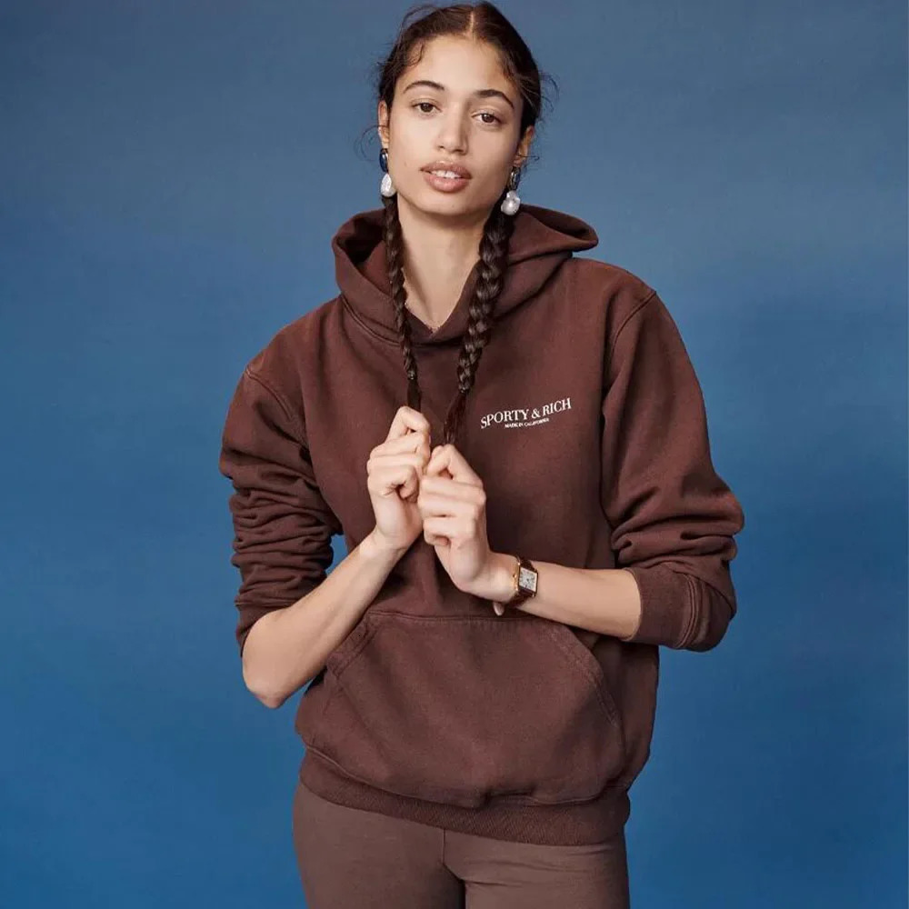 American Retro Style Coffee Long Sleeve Hooded Sweatshirt Spring Women Terry Cotton 90s Casual Jumpers Ins Fashion Y2K Hoodies 250122