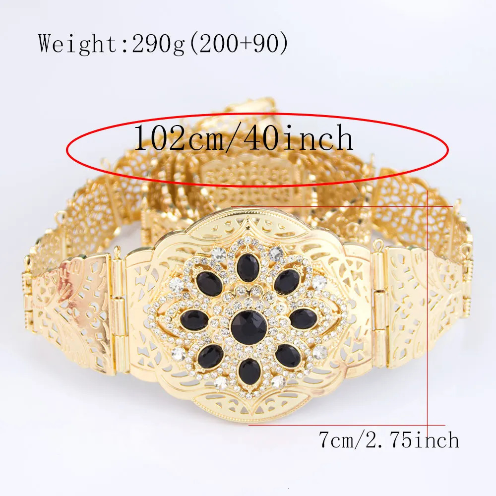 Sunspicems Algeria Women Belt Jewelry Metal Crystal Waist Chain Adjustable Length Arabian Caftan Belt Ethnic Morocco Bijoux 250121