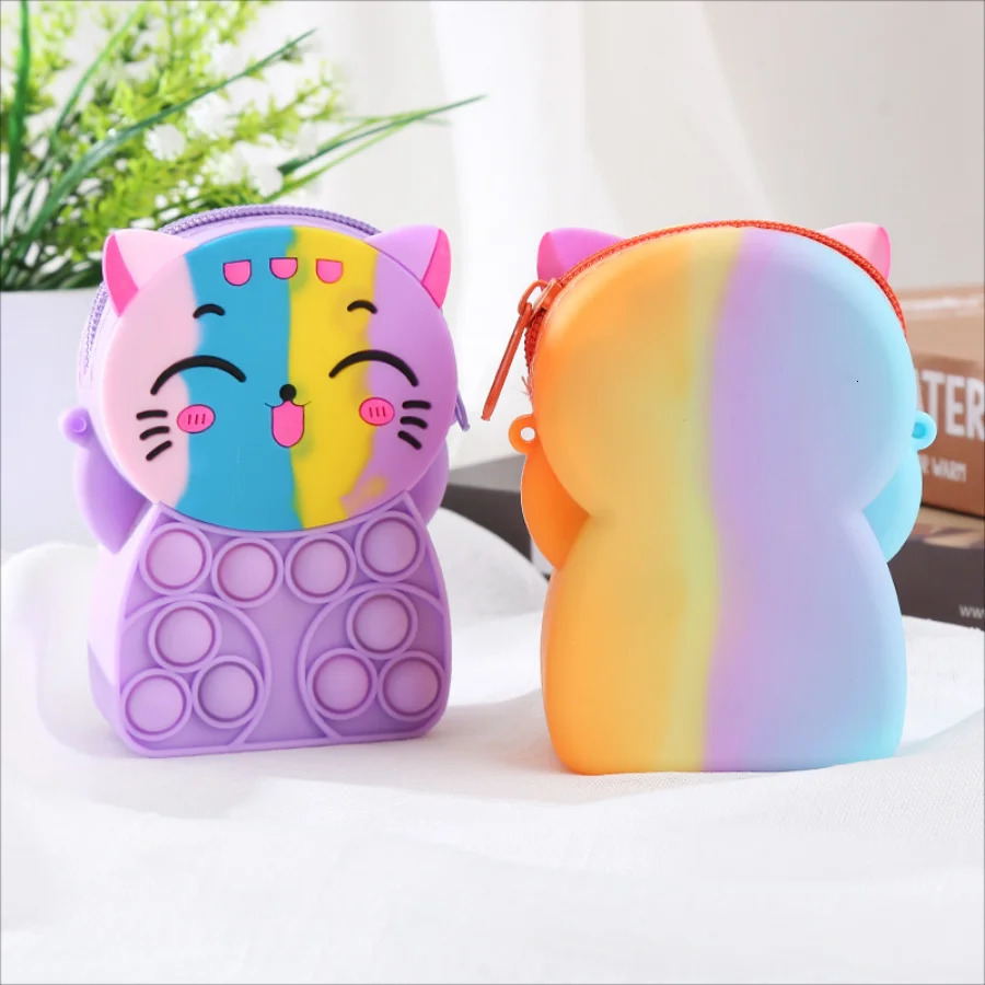 Girls silicone cute animal bag messenger bag coin purse kids stress relief pop toy stress relief bubble fun small gift shoulder 250121