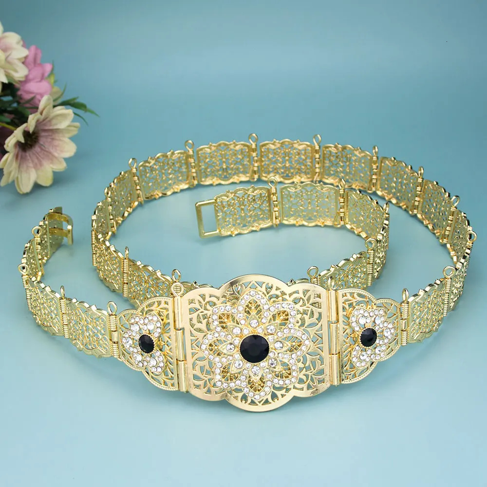 Sunspicems Moroccan Caftan Belt Gold Color Red Green Stone Algeria Wedding Dress Kaftan Abaya Arab Waist Chain Bridal Jewelry 250121