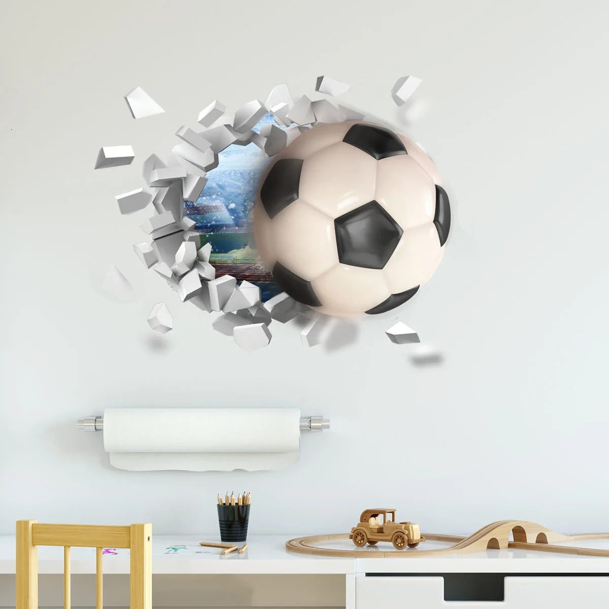 3D Football Soccer Wall Stickers for Kids Rooms Children Bedroom Wall Decals Boys Room Decoration Gift 250113