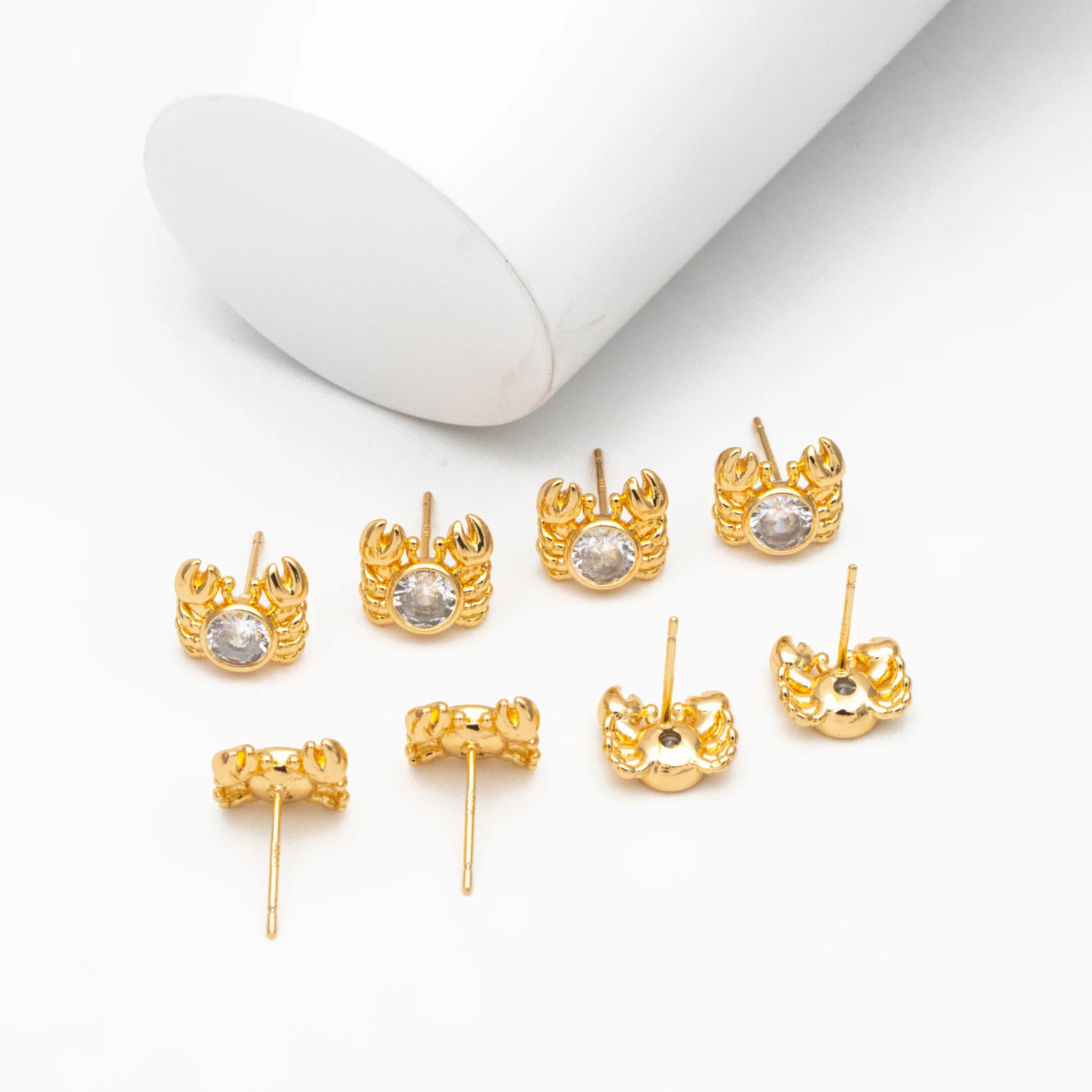 10pcs CZ Pave Gold Crab Earrings Dianty Crab Stud Earrings Jewelry Supplies For Jewelry Making DIY Accessories GB-4038 250117