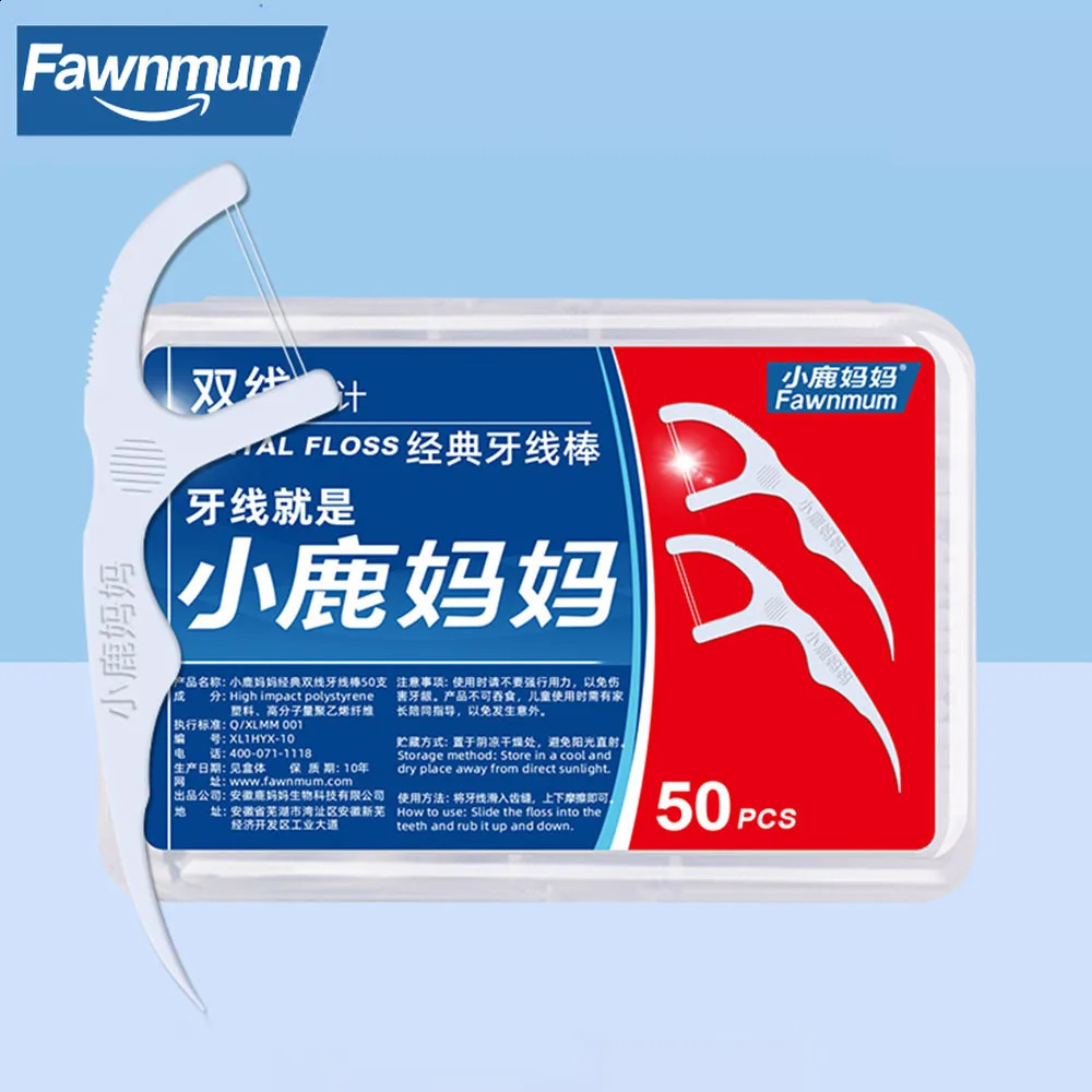 Fawnmum 50100pcs Double Line Dental Floss Toothpicks Fresh Breath Flosser Disposable Stick For Oral Care 250108