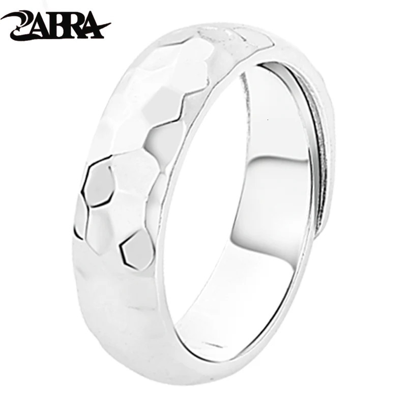 ZABRA 999 Sterling Silver Hammer Pattern Plain Ring for Men and Women Single Ring Gift for The Year of The Loong 250117