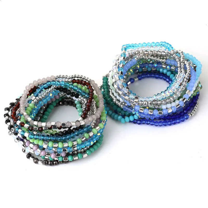 36 piece handmade elastic bead bracelet Bohemian stackable bead elastic bracelet colorful Bohemian beach ankle bracelet set 250110