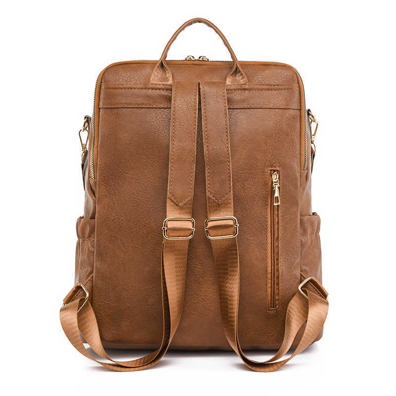 Backpack New Womens Backpack Large Capacity Brown PU Outdoor Womens Backpack Womens Bag