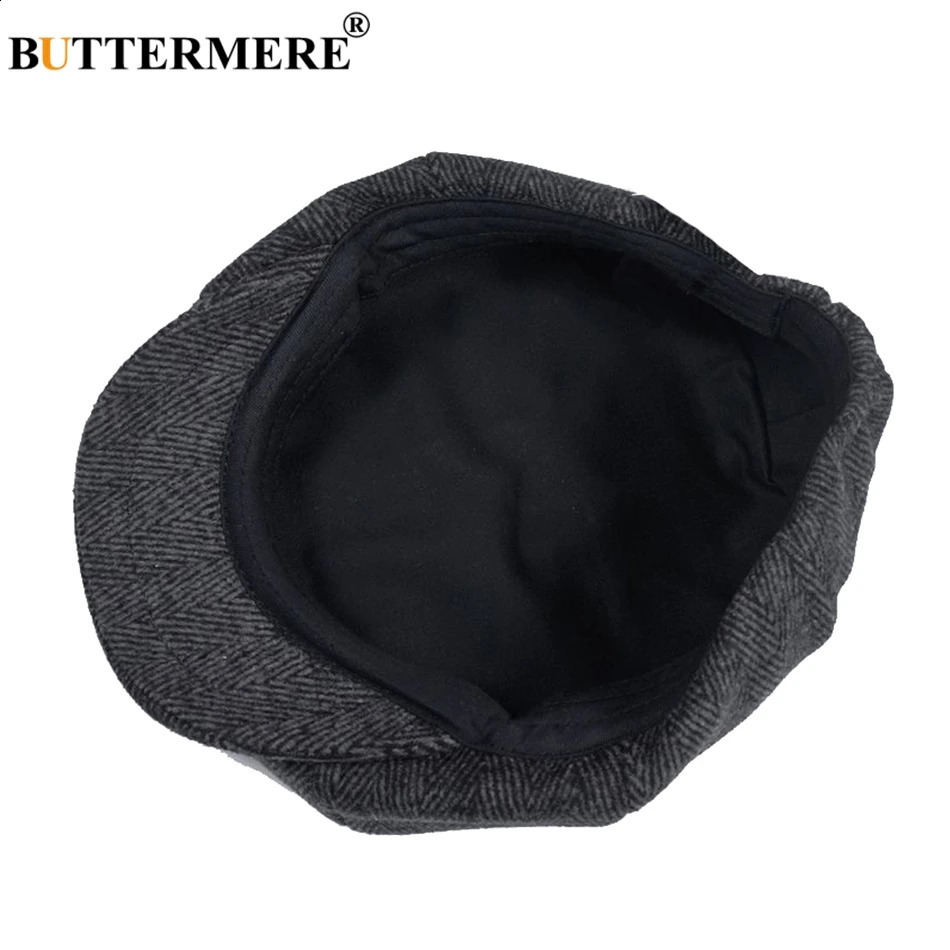 BUTTERMERE sboys Beret Herringbone Men Flat Caps Wool Casual Winter Tweed Female England Style Classic Octagonal Hats And Cap 250118