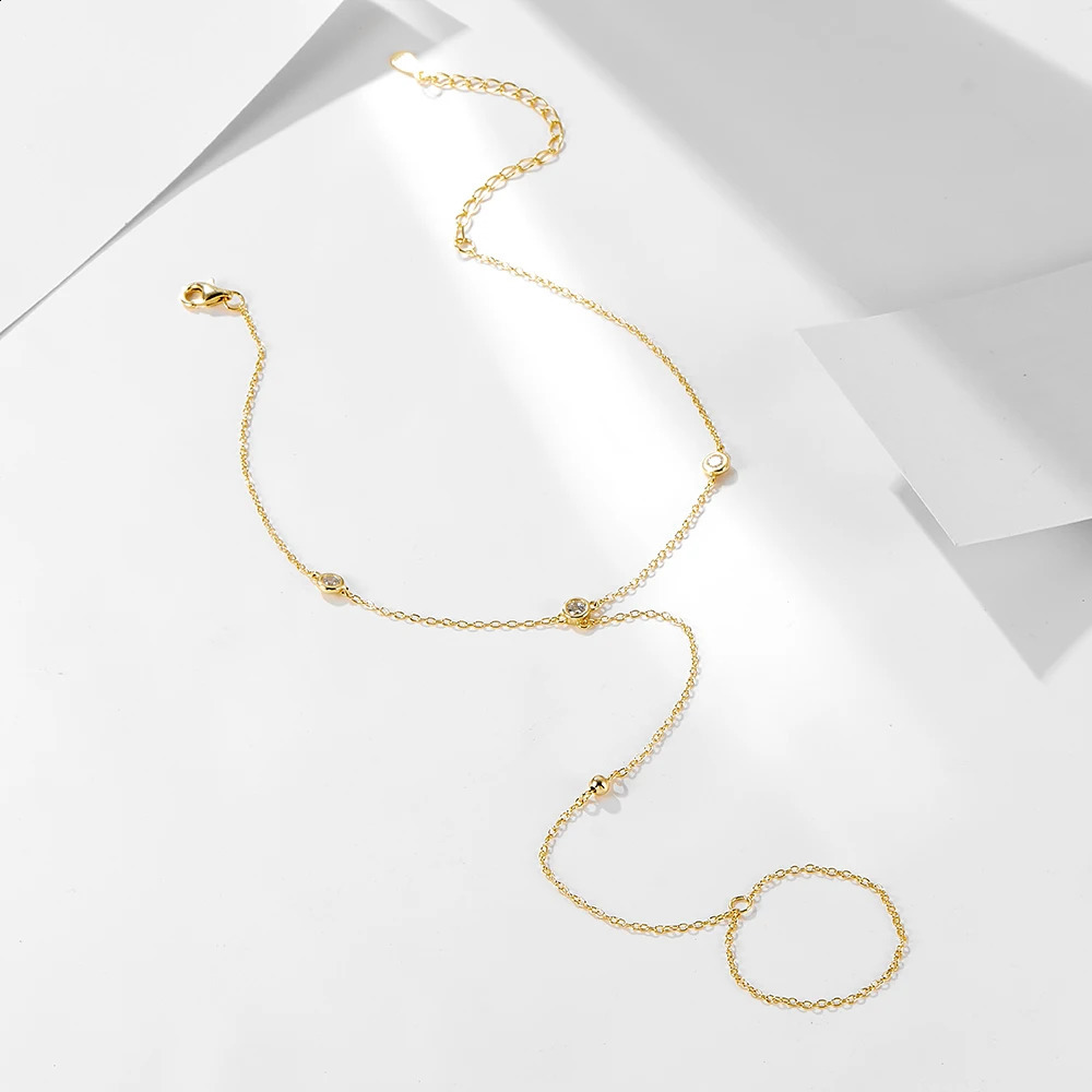 Boho Beach Anklet sterling silver gold-plated jewelry fashionable zircon necklace 250110