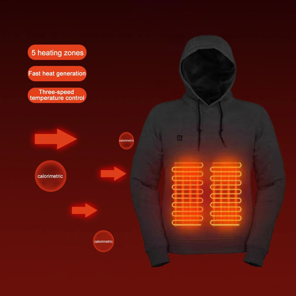 USB Heating Sweaters Hoodies Winter Warm Heated Clothes Long Sleeve Streetwear Loose Coats Heat Jacket Sportswear for Camping 250121