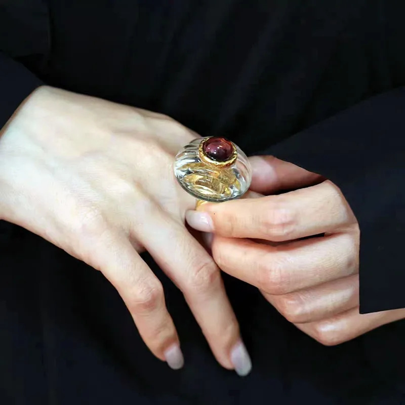 n Big Glass Crystal Fashion Rings For Women Transparent Round Statement Ring Jewelry Wholesale 250121