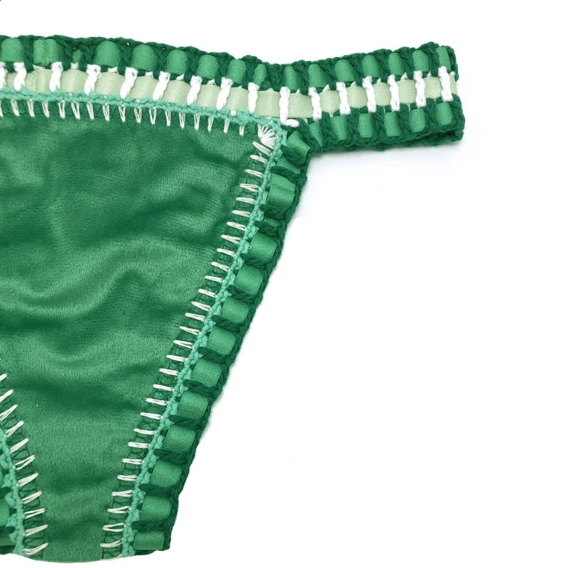 Women Green Velvet Bikini Set Sexy Handmade Crochet Swimwear Micro Swiming Beachwear Triangle Bathing Suit Swimsuit 250113