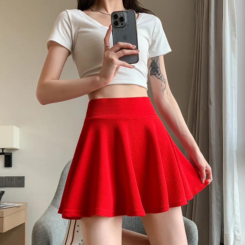 Summer Womens Skirts Fashion Sexy Mini Elastic Pleated Sun For School Girl Uniform Korean Black High Waist Tennis 250110Z