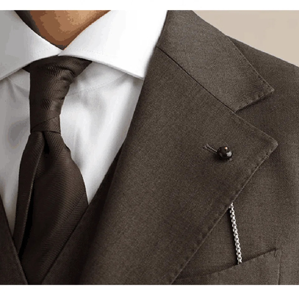 2023 Men Suits 2 Pieces Slim Fit Casual Business Formal Brown Notch Lapel Tuxedos for Wedding Groomsmen BlazerPants 250122