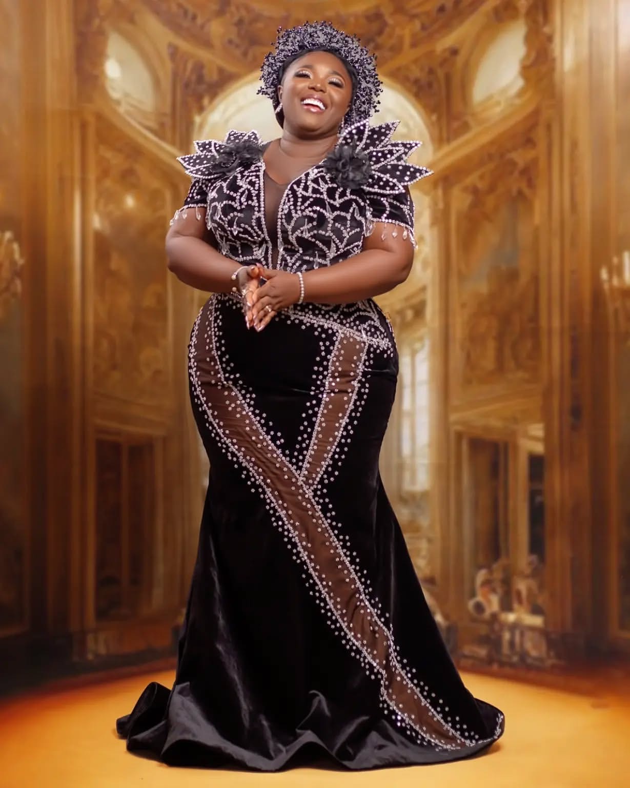 Aso Ebi Black Mermaid Prom Dresses 2025 Beaded Crystals Veet rals Evening Formal Party Second Birthday Engagement Gowns Plus Size Dress For Special Oc