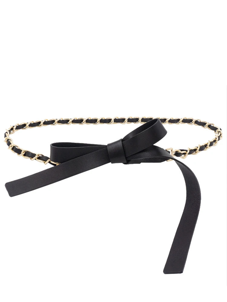 style sheepskin pierced leather belt with soft leather waist chain knotted fine belt elegant decorative chain belt 250117