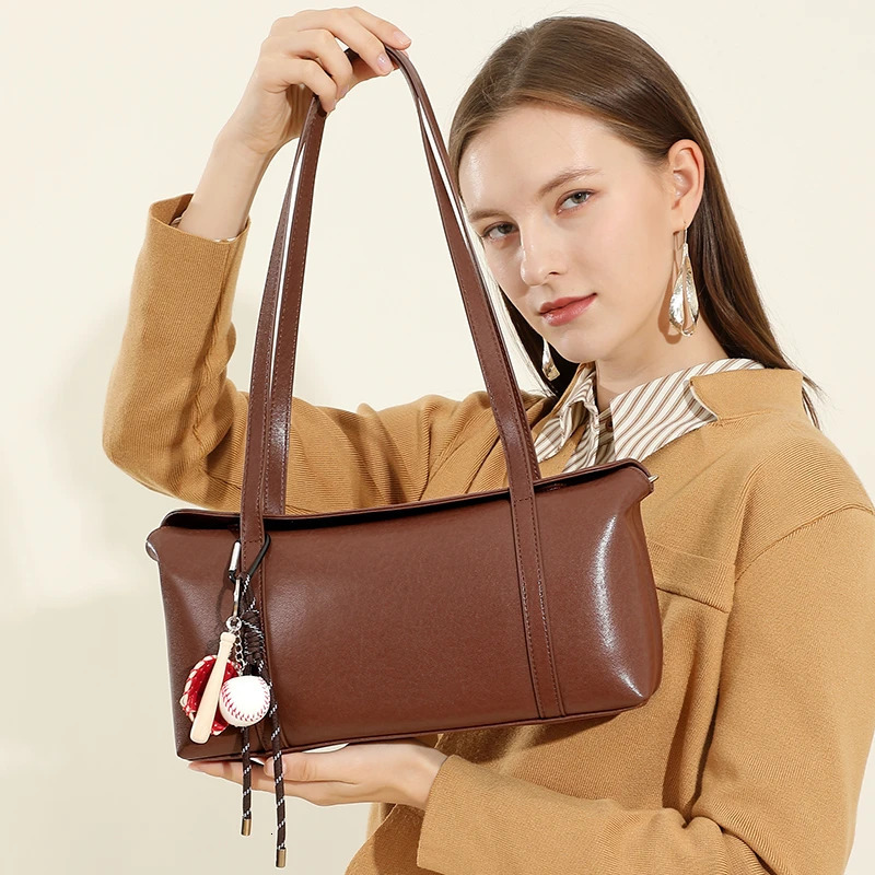 Burminsa Cow Genuine Leather Underarm Shoulder Bags For Women 2025 Crossbody Purses Pillow Tote Ladies Handbags 250113