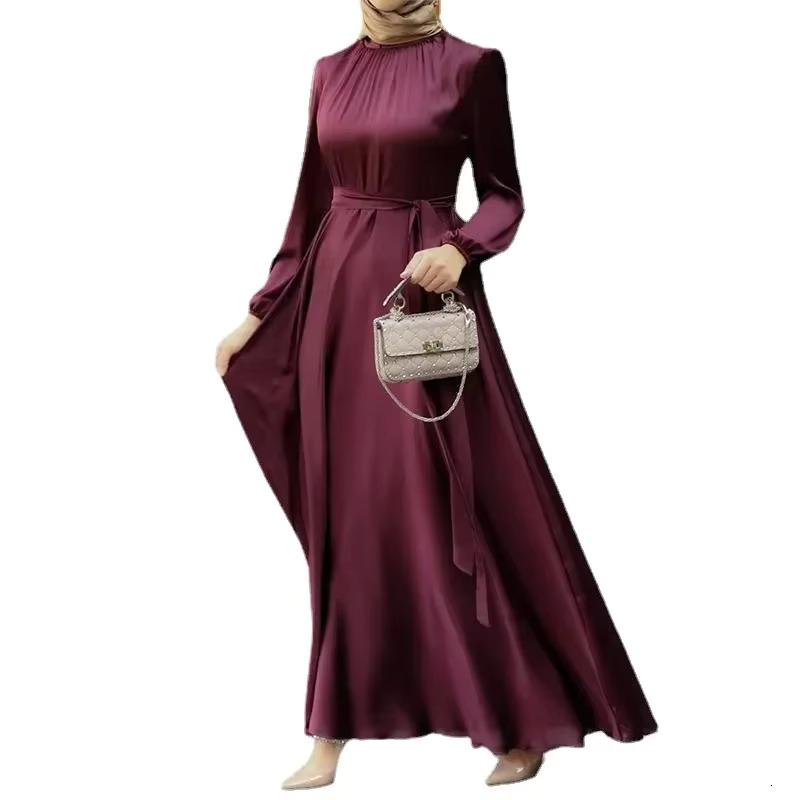 Maxi Dresses Arabian Simple Loose Solid Elegant Dubai Turkey Islamic Temperament Muslim Plain Abayas For Women