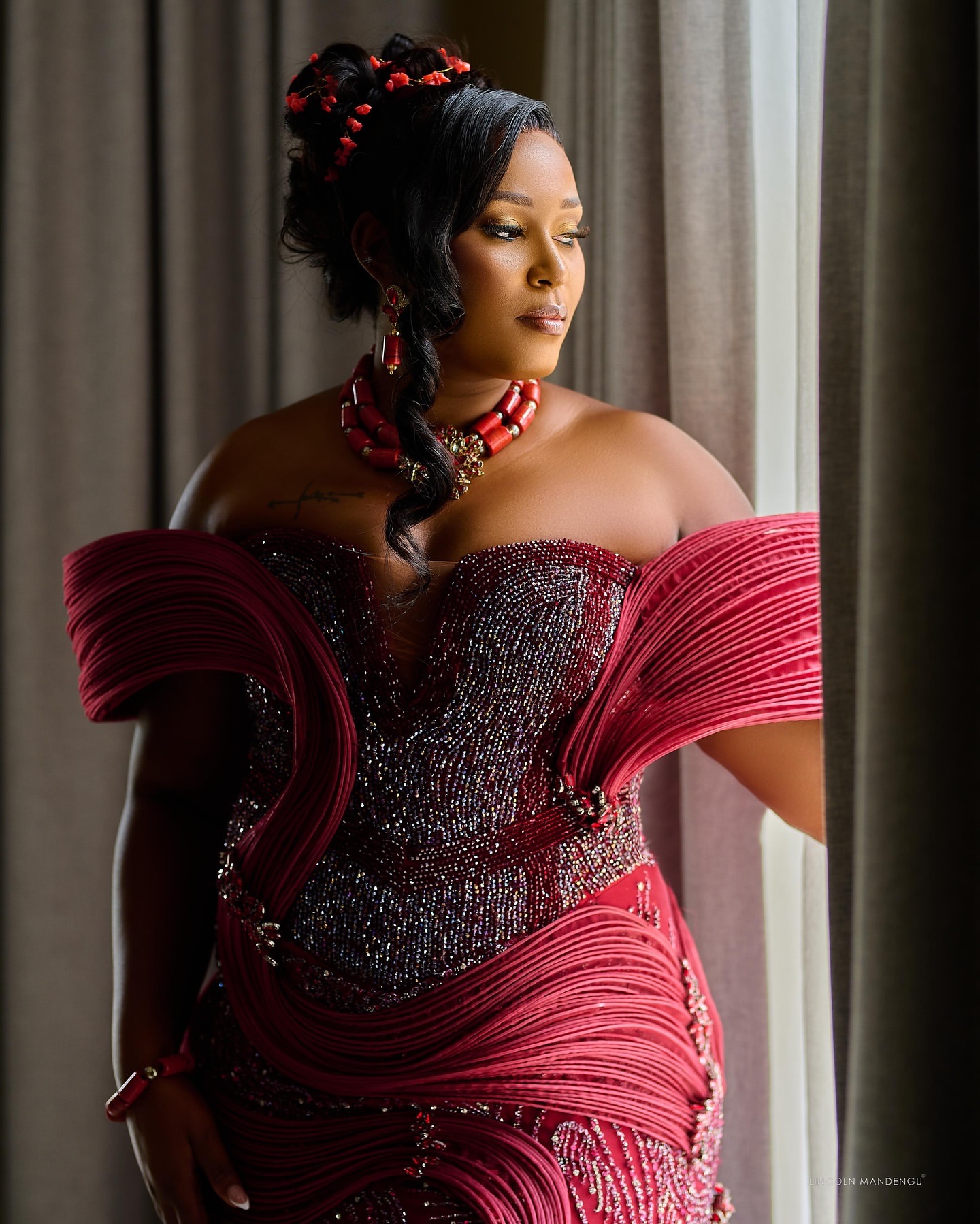 Aso Ebi Burgundy Mermaid Prom Dresses 2025 Sequined Beaded Stylish Evening Formal Party Second Birthday Engagement Gowns Plus Size Dress For Special O
