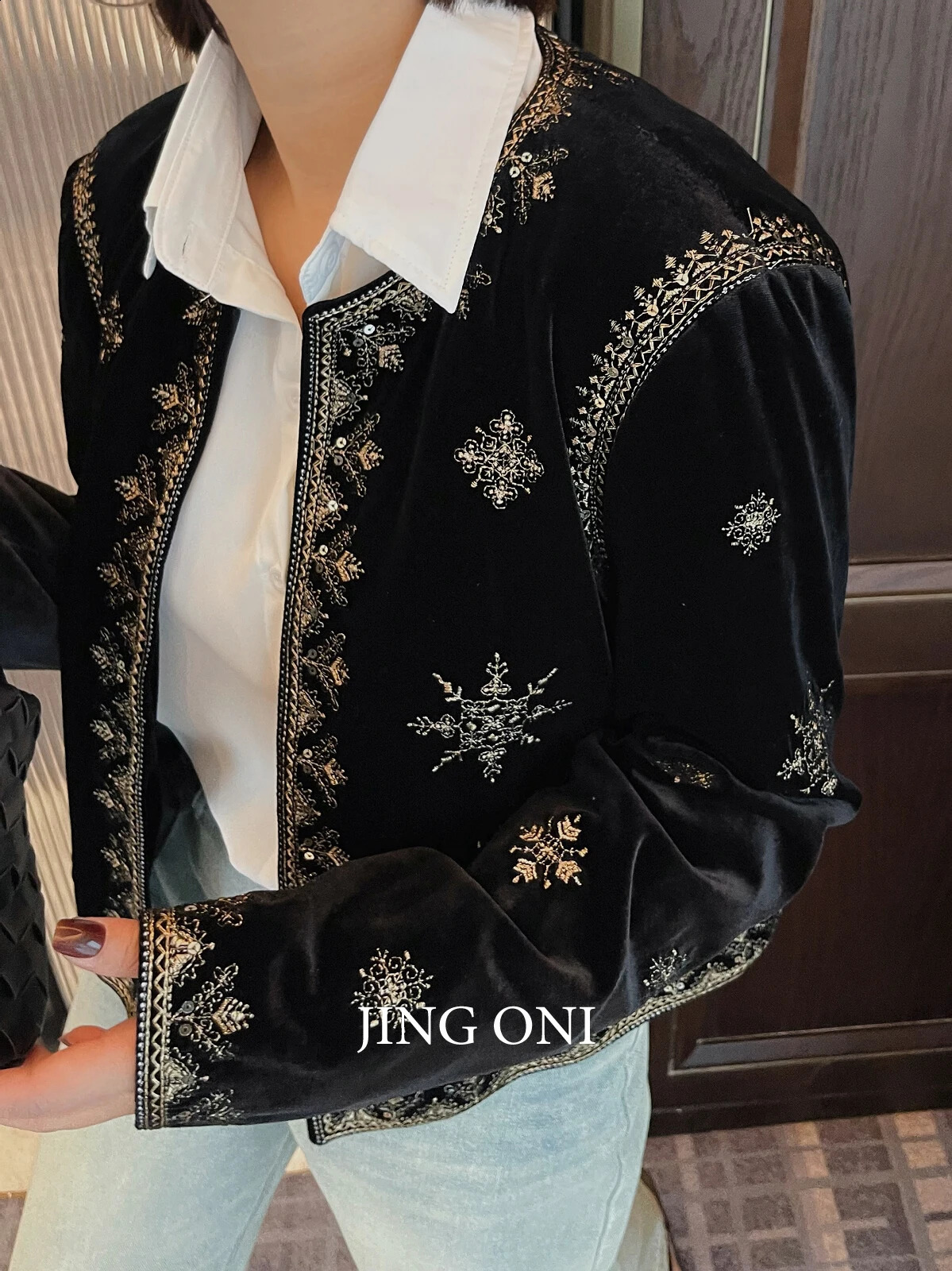 Embroidered Jacket Crop Coat Spring Tops Y2K Woman Clothing Korean Style Vintage Fashion Elegant Long Sleeve Bomber 250118