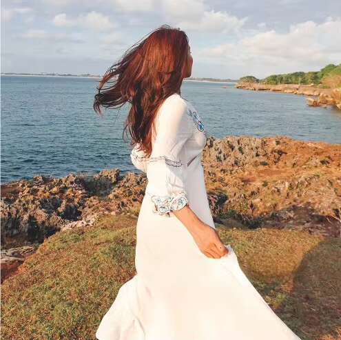 New Cotton Maxi Long Sleeve V Collar Boho Vacation Ral Embroidery Elegant Holiday White Dress Mujer